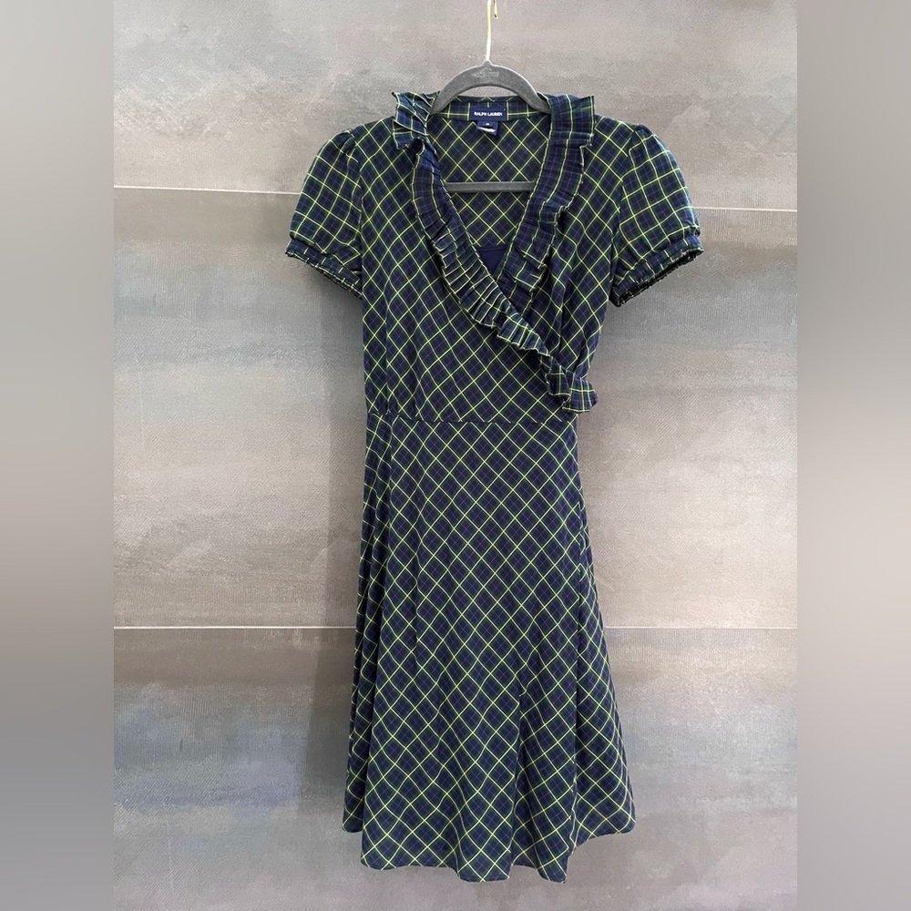[NWOT] RALPH LAUREN 100% Cotton Plaid Wrap Dress